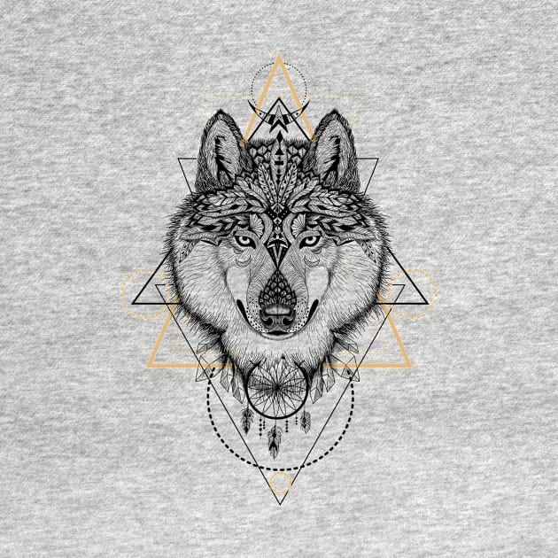 Totem mandala Wolf in boho/ethnic/aztec style by fears